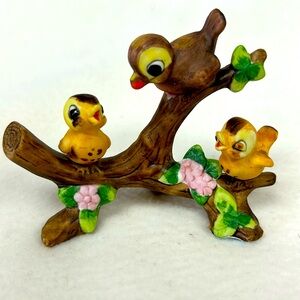 Vintage 50’s JOSEF ORIGINALS bisque porcelain anthropomorphic birds on a branch